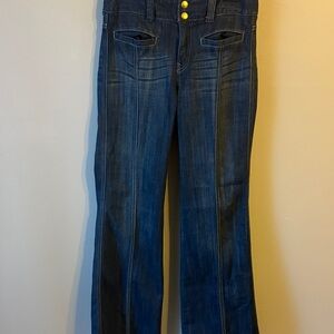 2X High Waist/Wide Leg, Dark Wash Jeans. Y2K. Animal Print. Size 4.